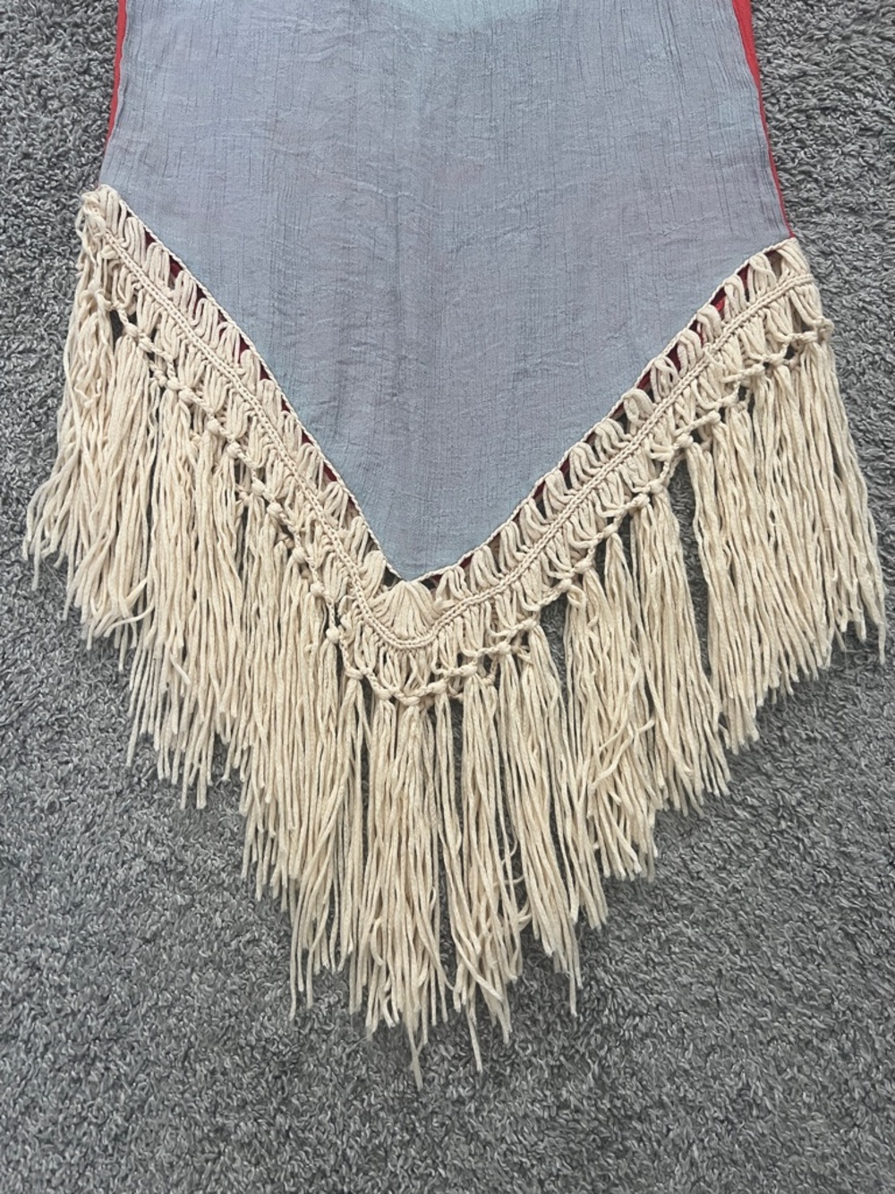 SHEIN Colorblock Light Blue & Red Boho Fringe Hem Cover-Up Summer Tunic Size OS - Picture 5 of 10